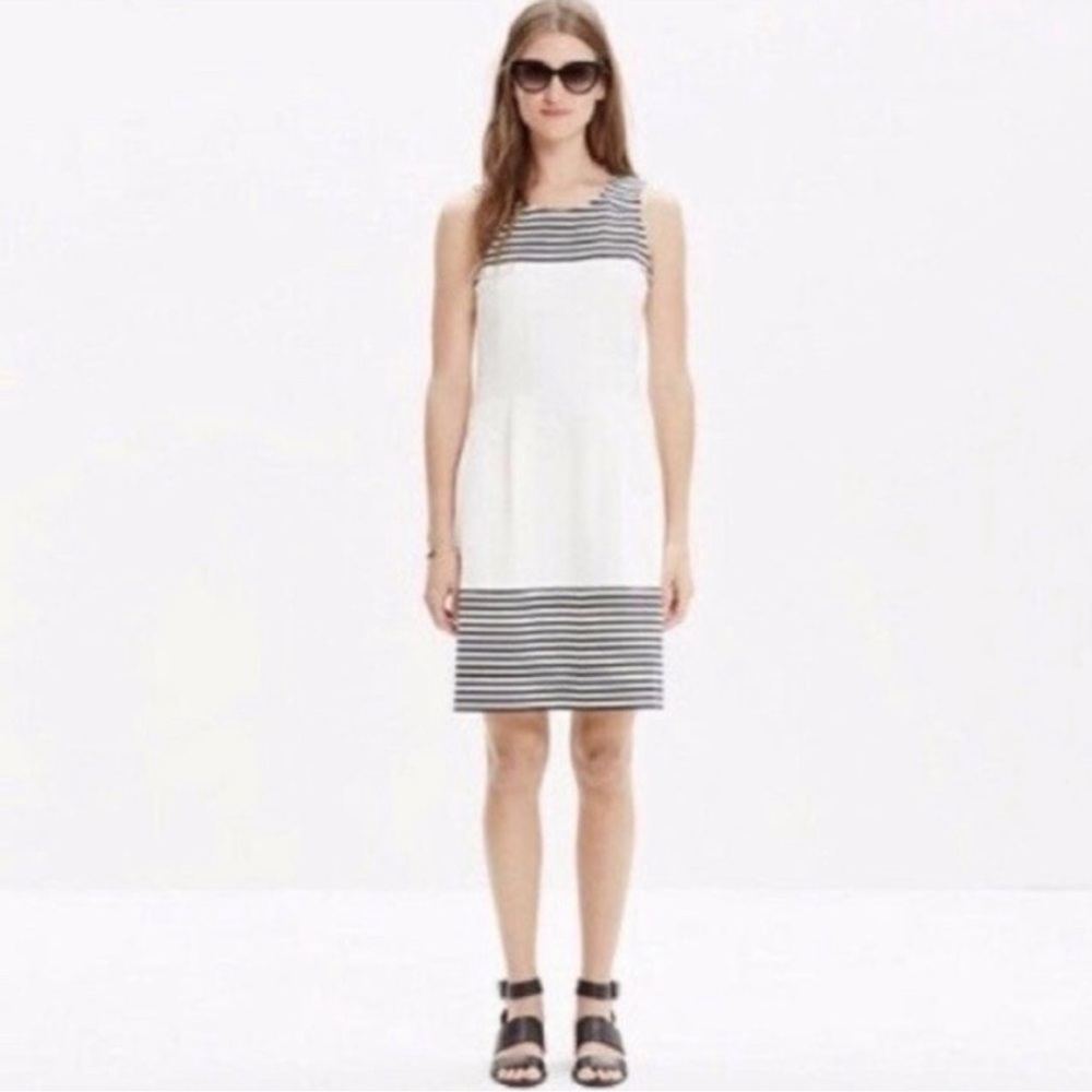 Madewell White Black Stripe Verse Sleeveless Dress